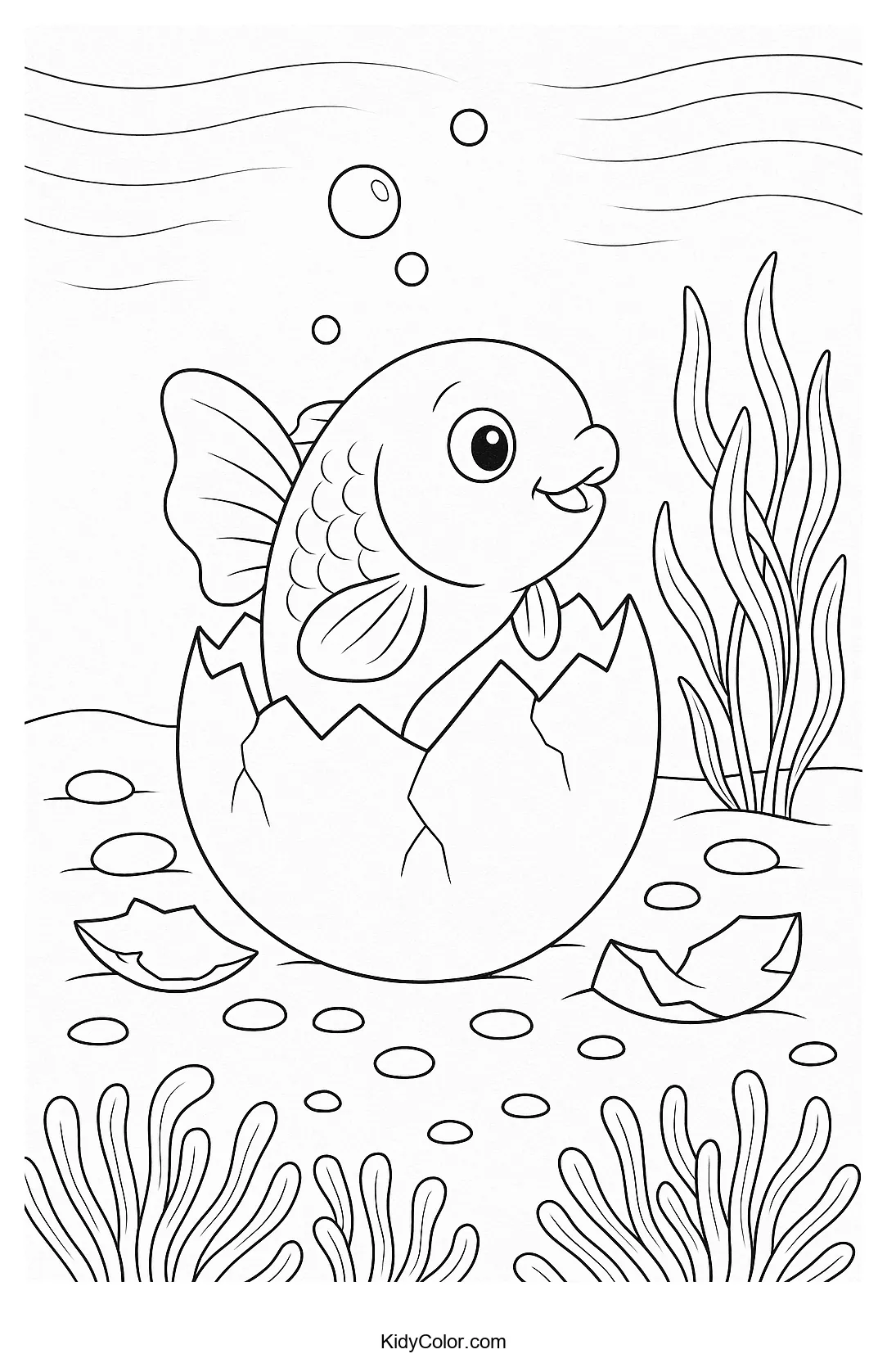 Underwater scene with coral reef and sea creatures