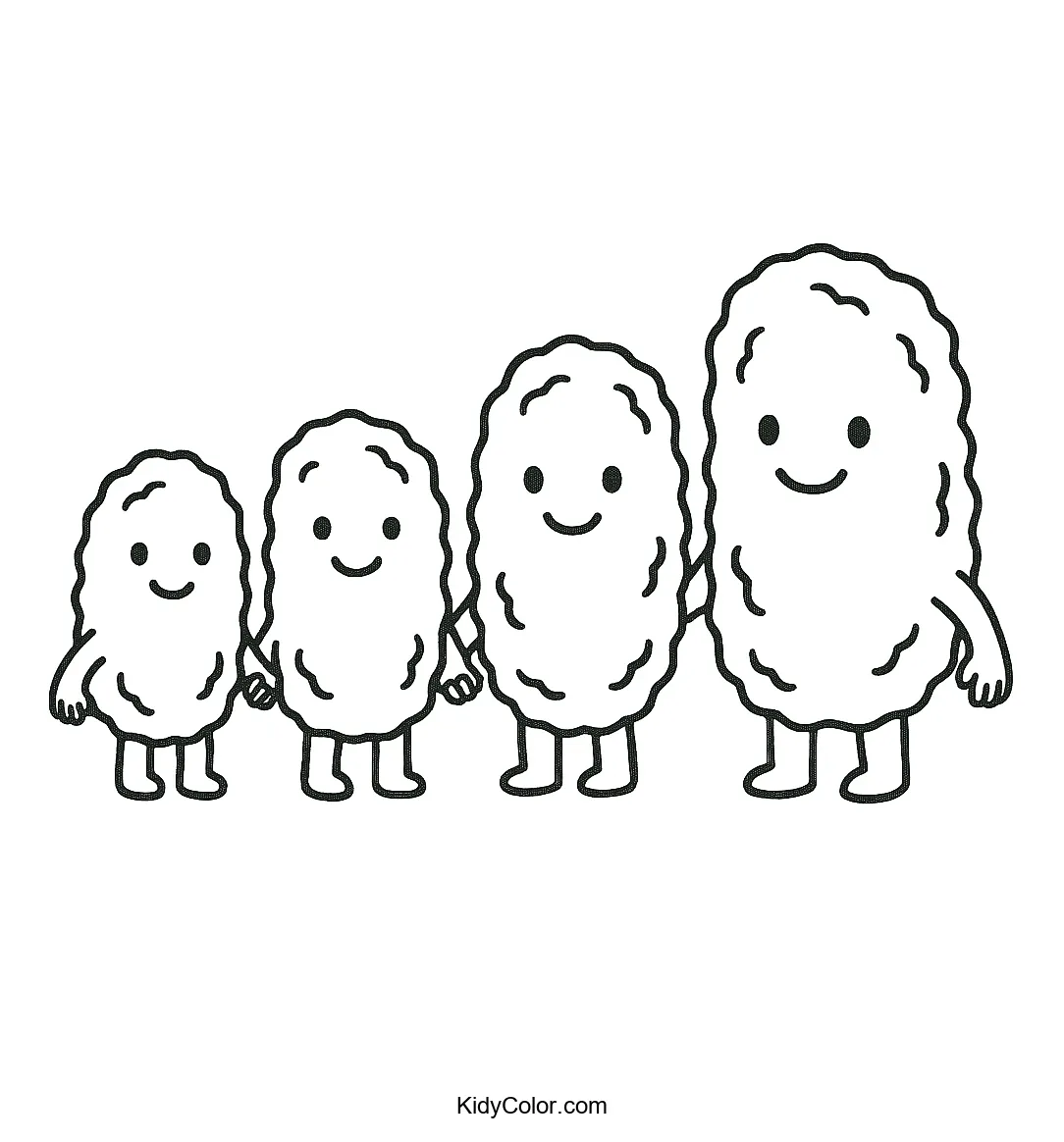 Nugget Friends lined up in a row