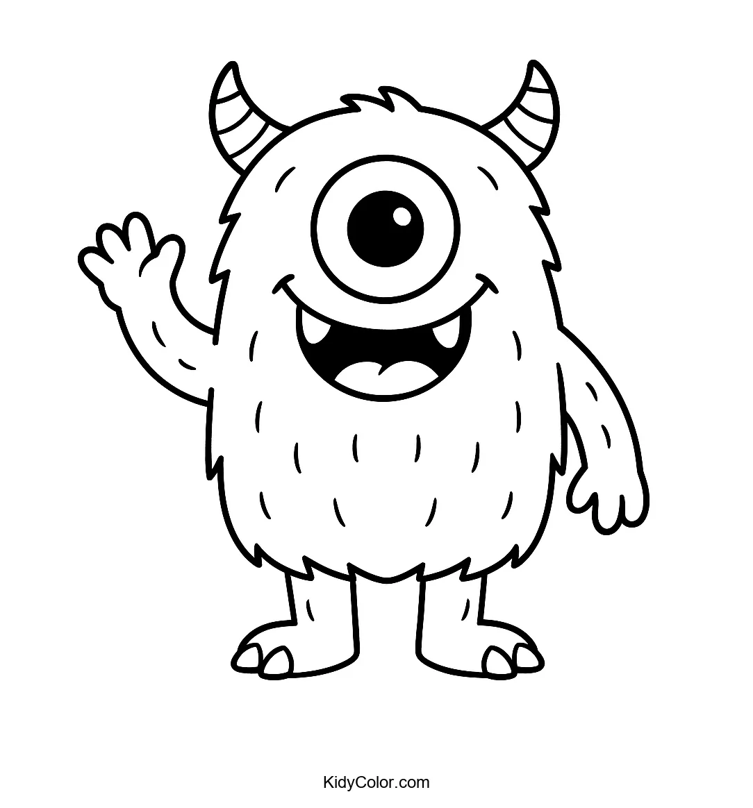 One-eyed monster character design coloring page