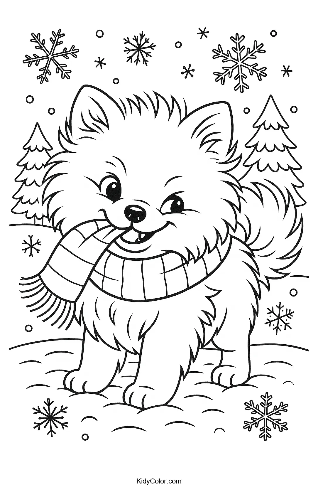 Pomeranian in a snowy winter setting