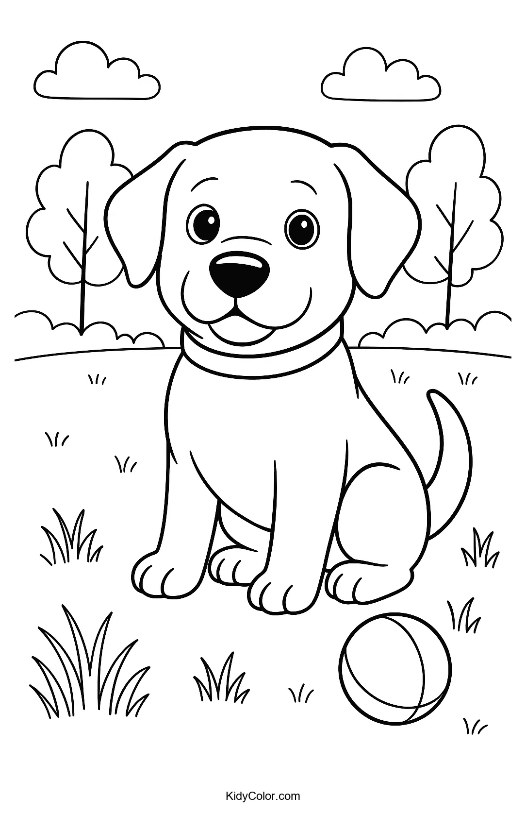 Playful puppy in the park scene