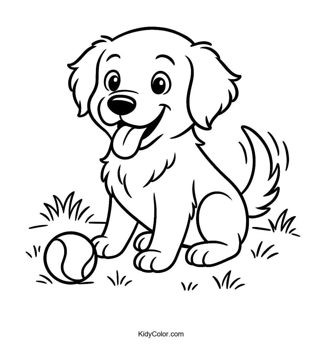 Playful puppy with a tennis ball