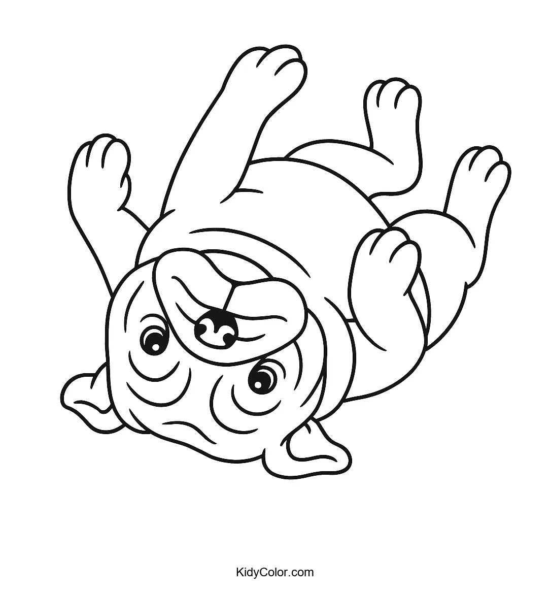 Bulldog lying down, relaxed