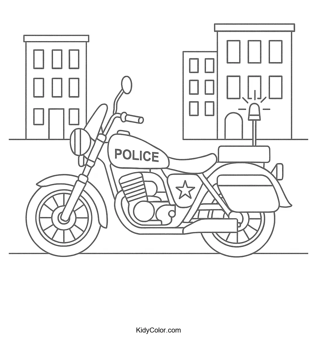 Police motorcycle on a city street