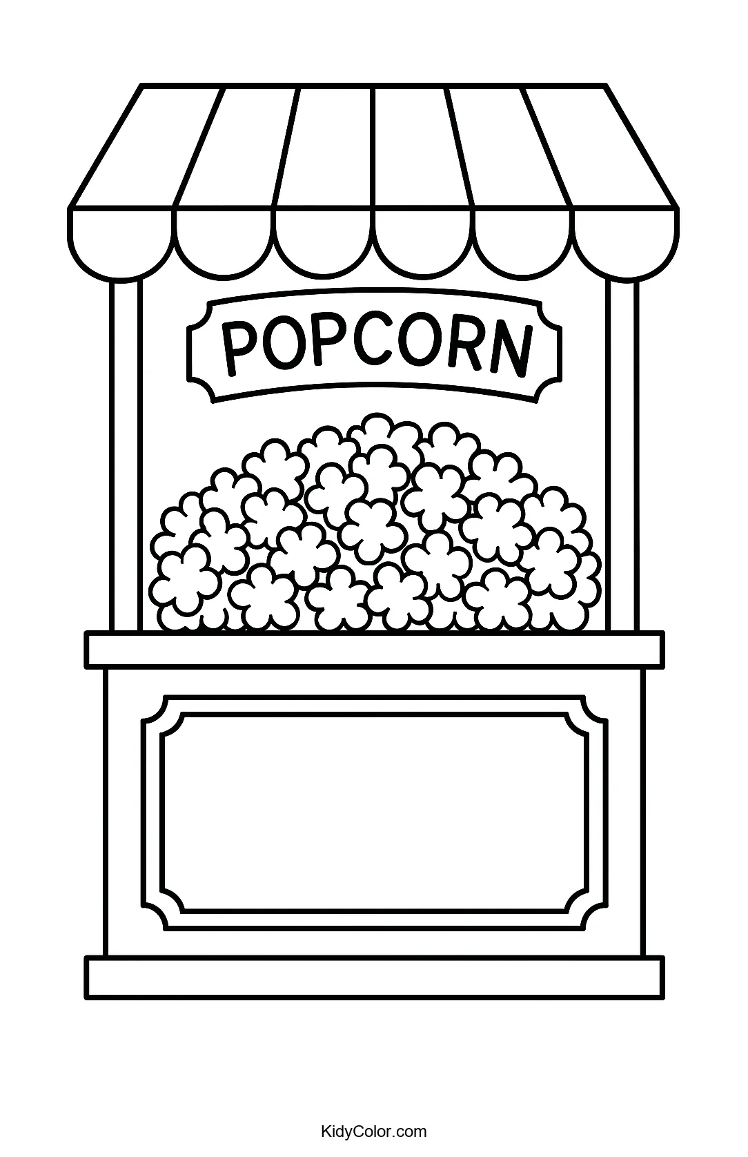 Popcorn stand illustration for kids coloring