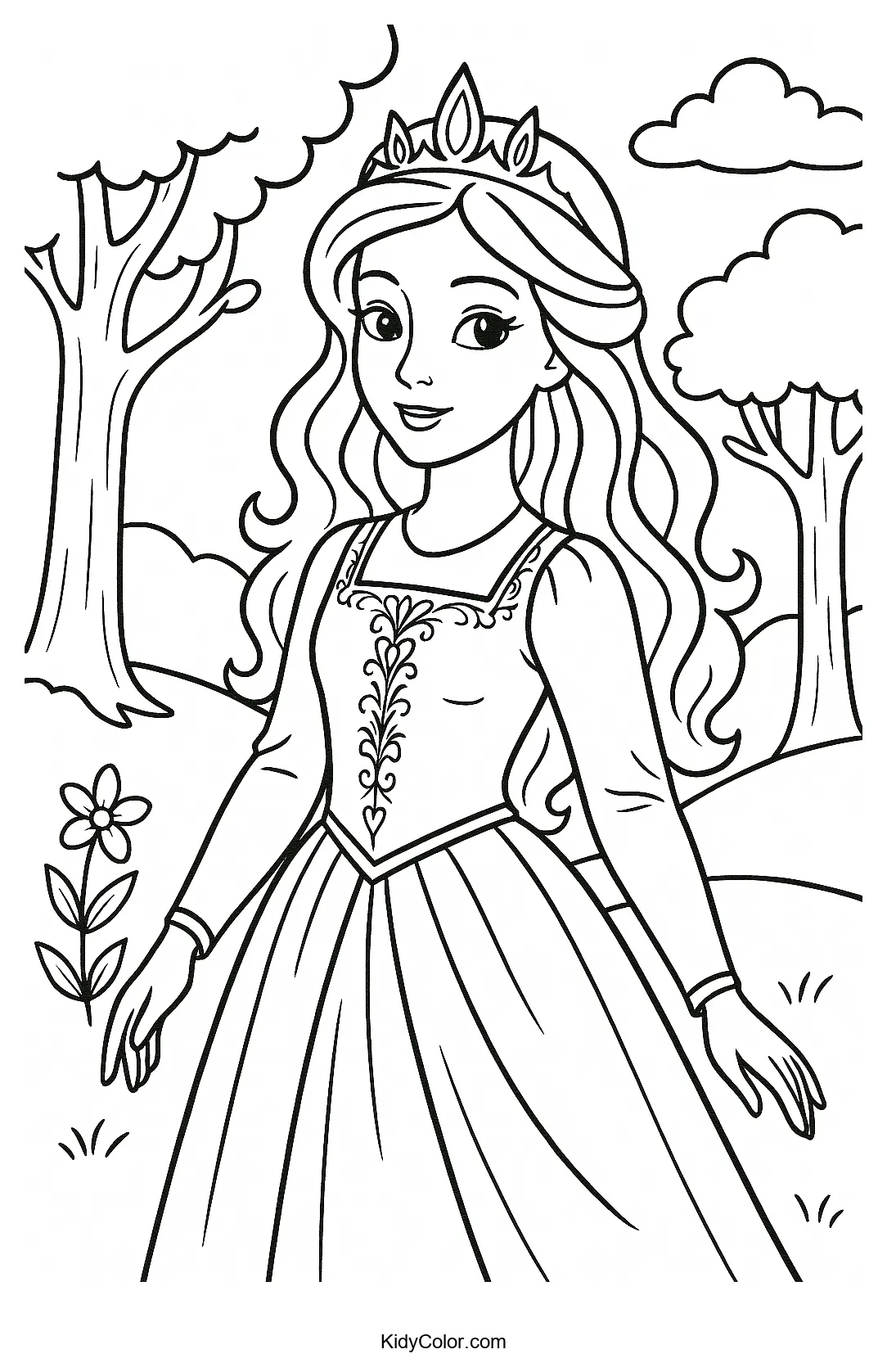 Princess with flowers in a natural setting