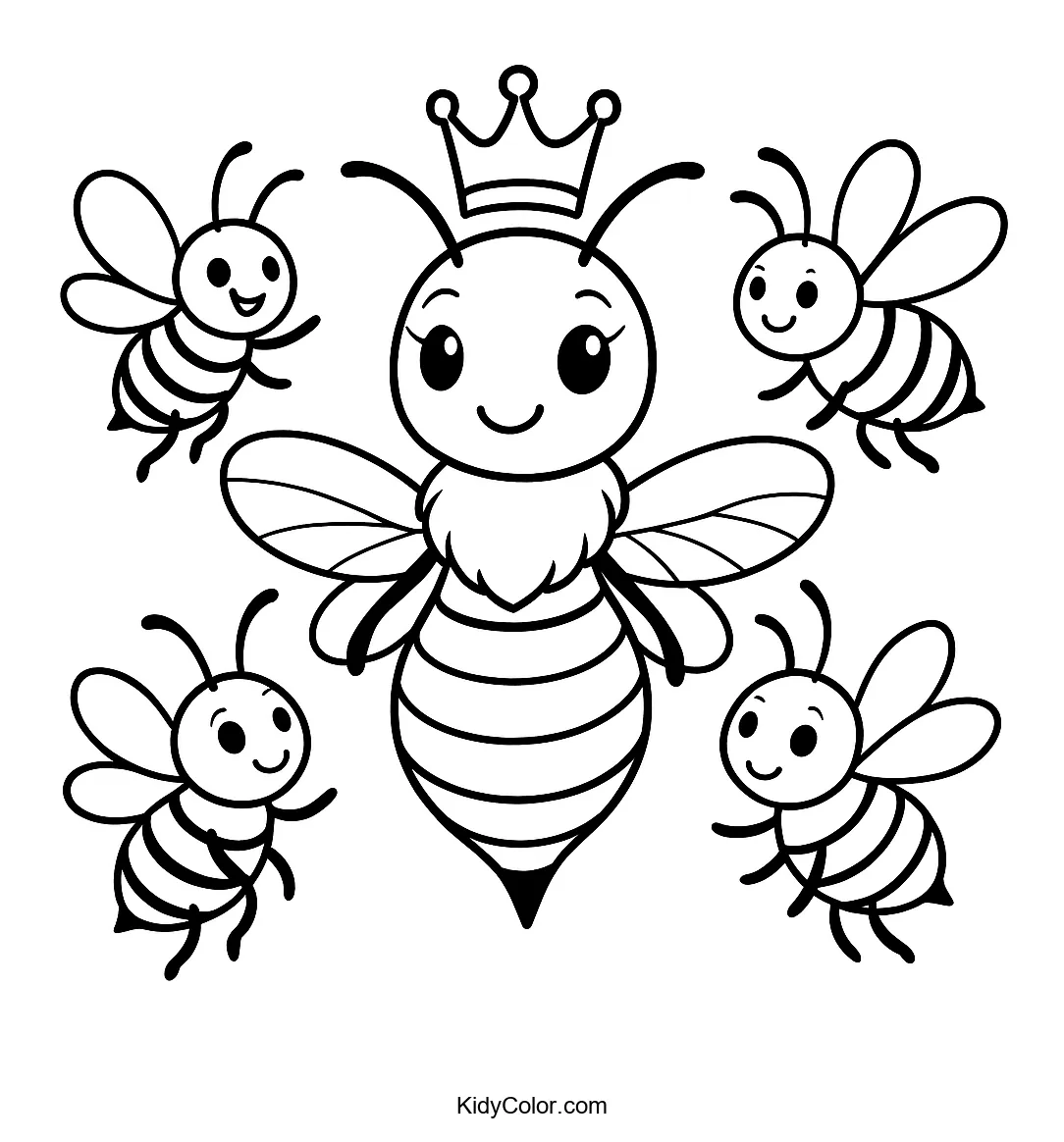 Queen Bee and workers in a hive