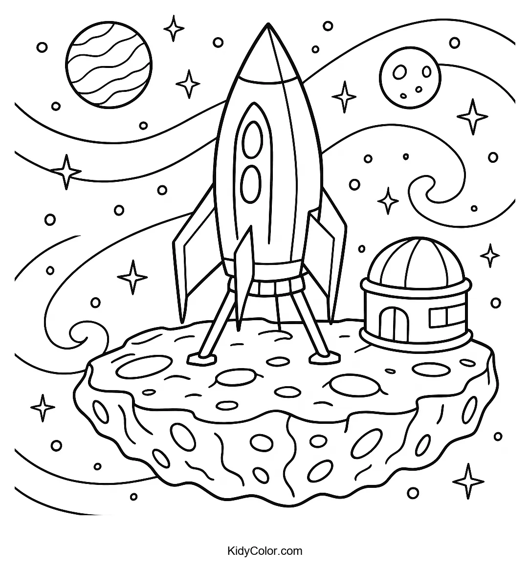 Rocket landing on an asteroid base