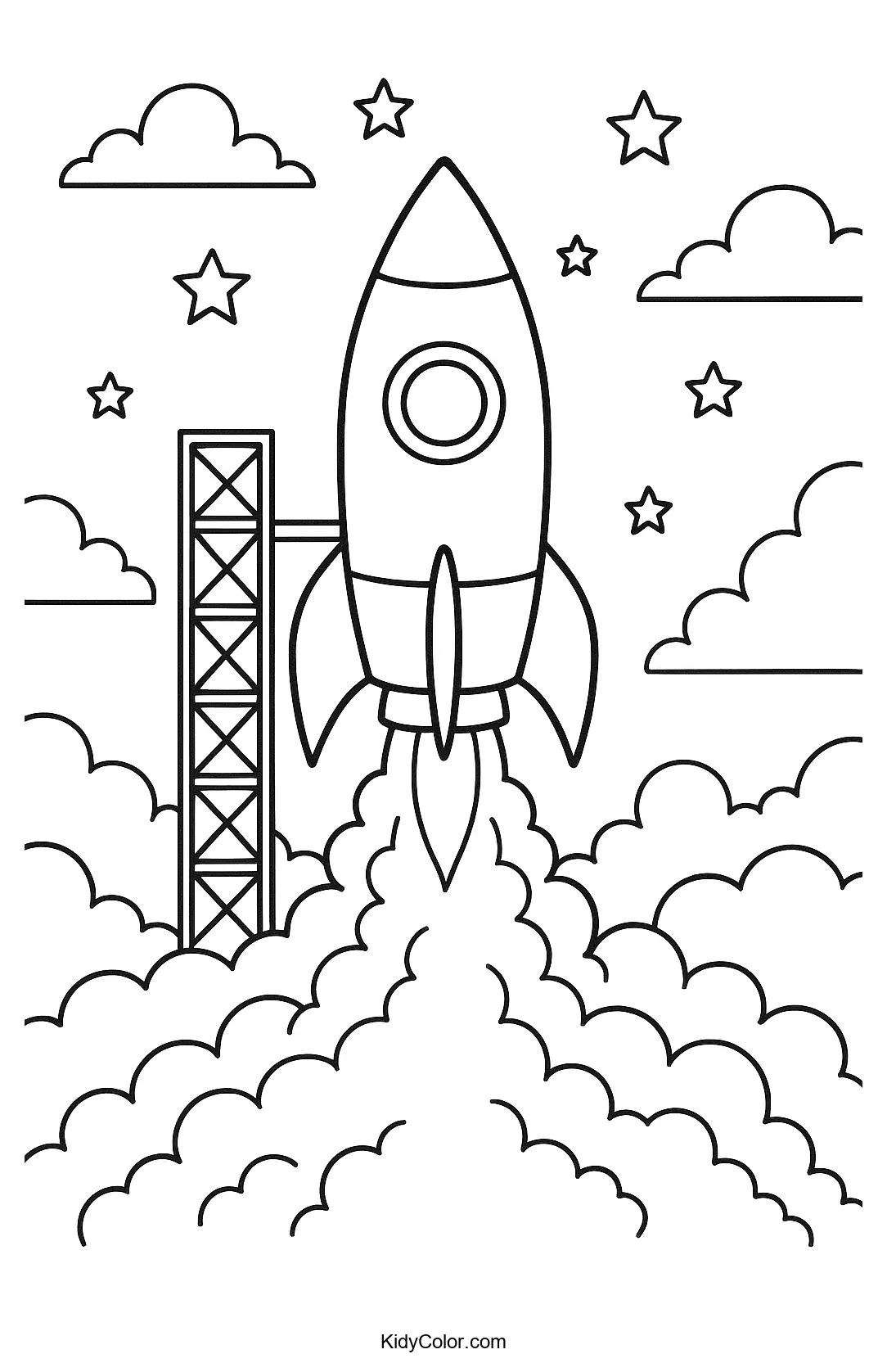 Rocket launching in the night sky