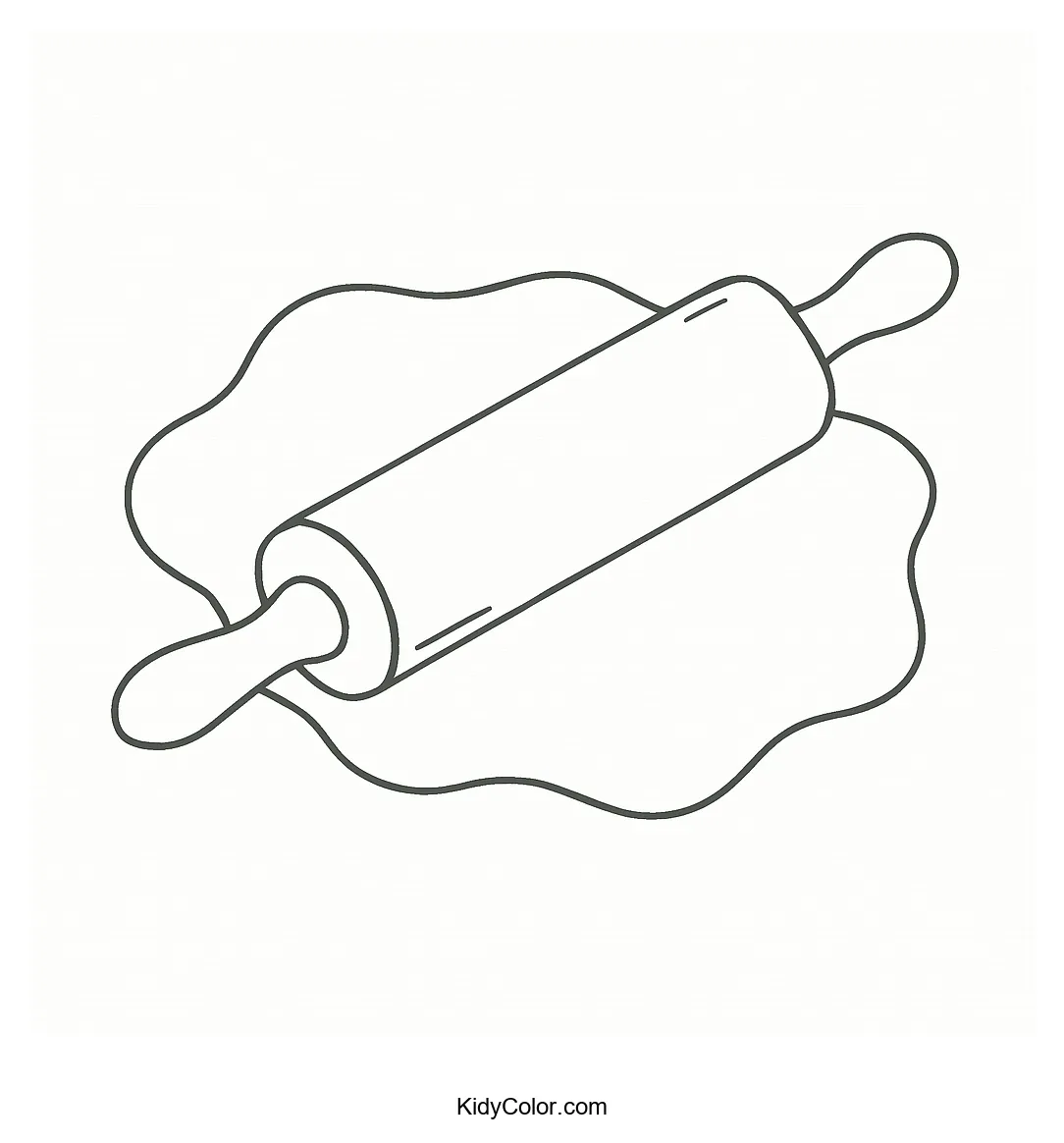 Rolling pin and pizza dough coloring page