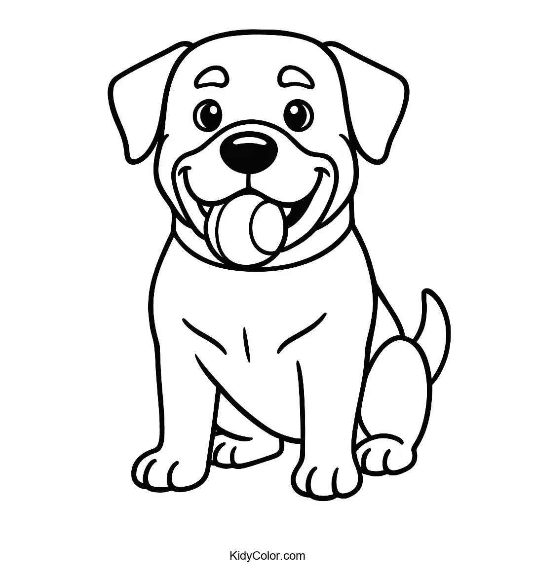 Rottweiler with a tennis ball drawing