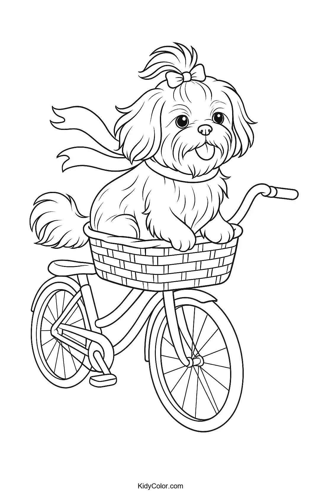 Shih Tzu on a bicycle illustration