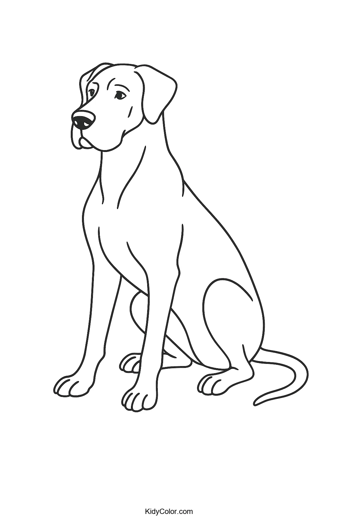 Great Dane line drawing for coloring
