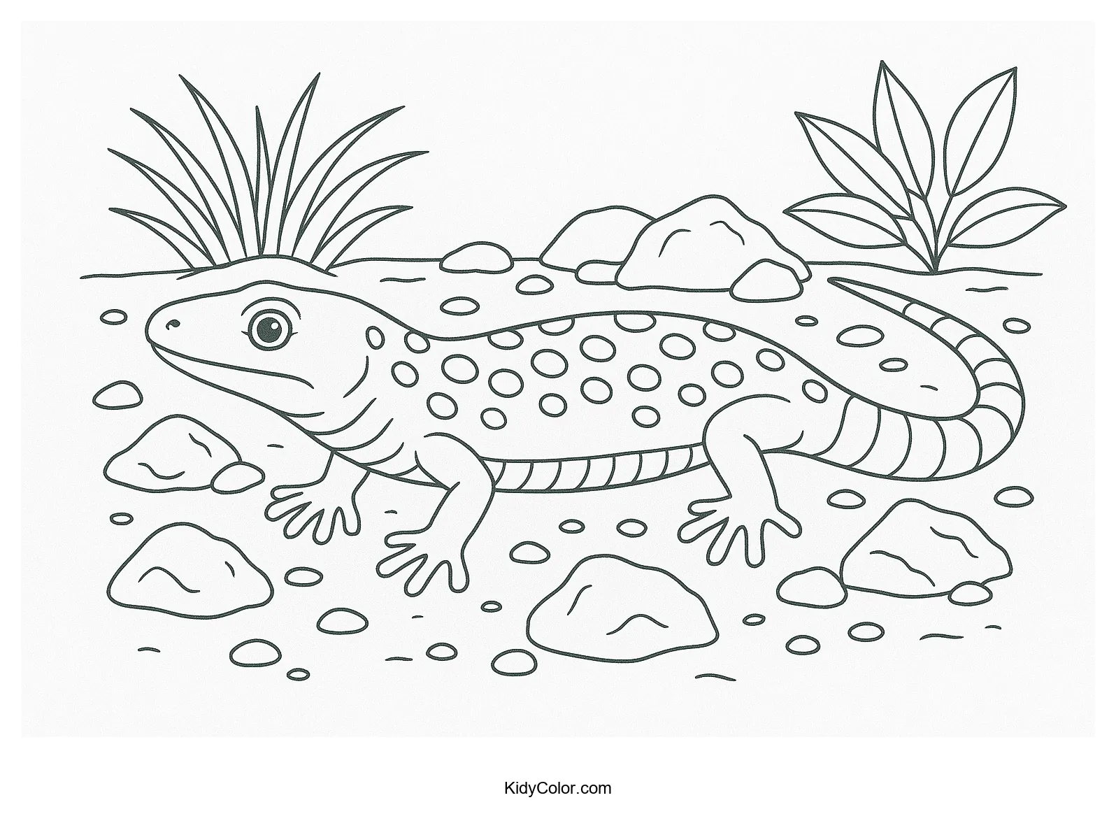 Skink Lizard in natural habitat coloring page