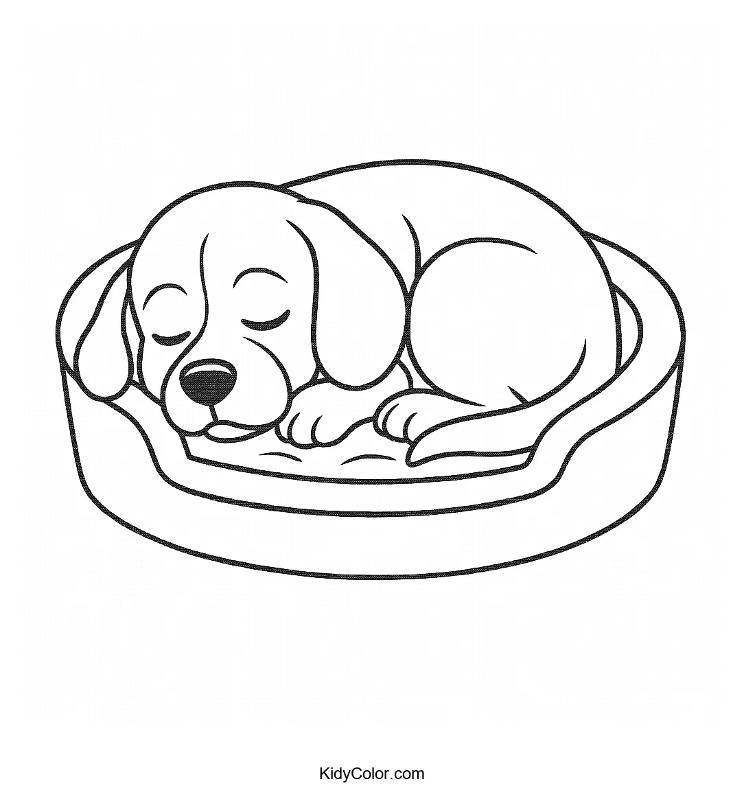 Sleeping beagle in a cozy bed