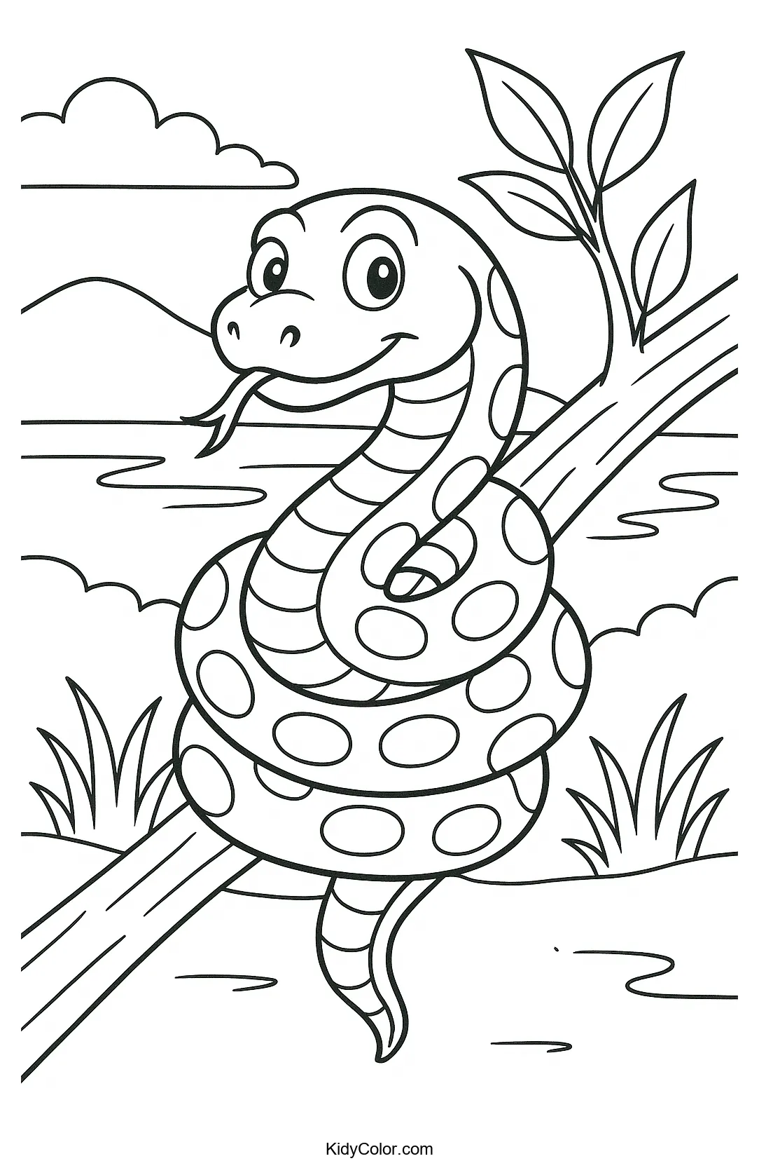 Snake on a branch with scenic view