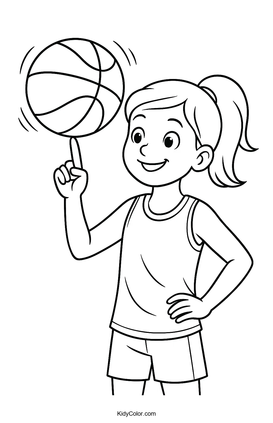 Basketball player spinning for kids to color