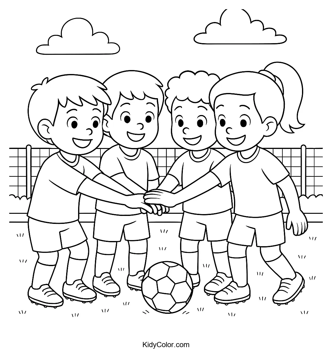 Children playing a team sport on a field