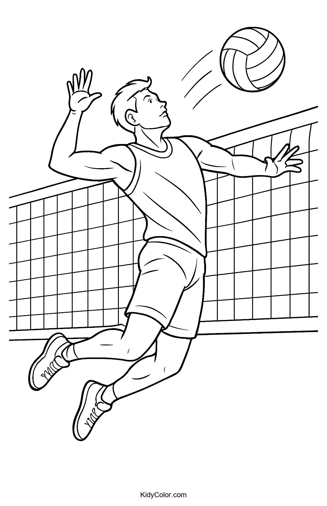 Volleyball player spiking the ball in motion