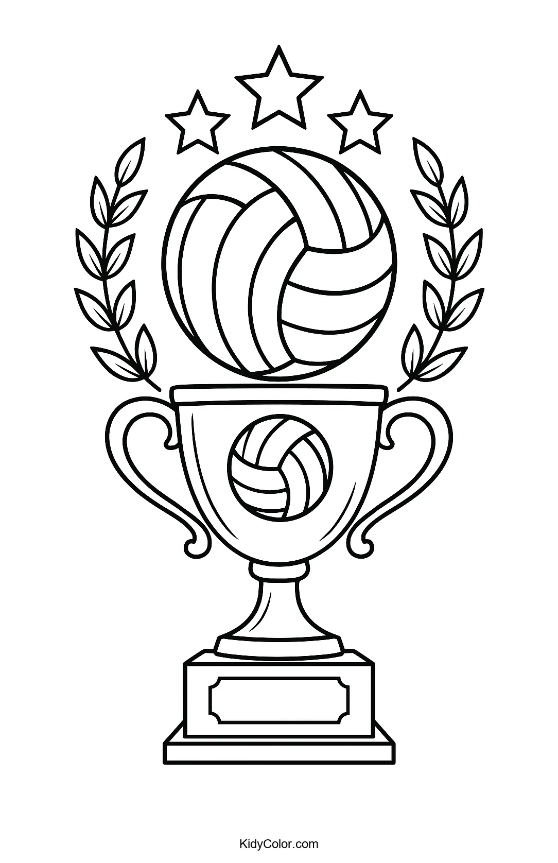 Volleyball trophy with laurel wreath