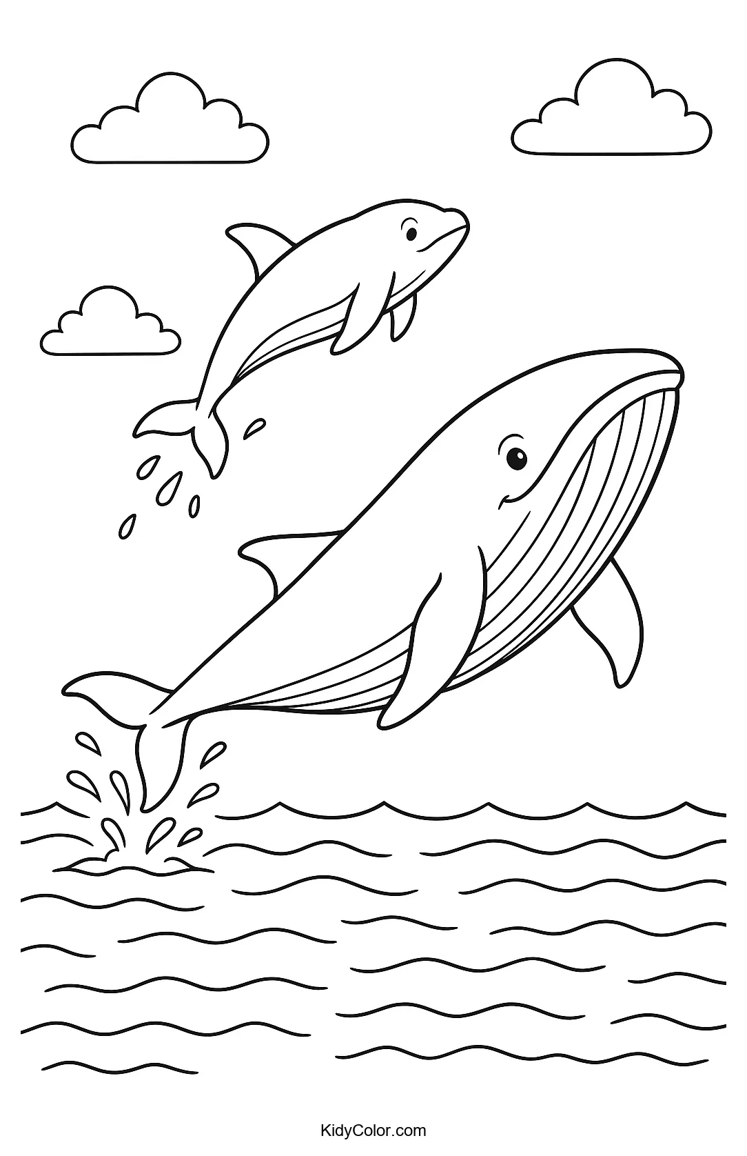 Whales leaping from the ocean