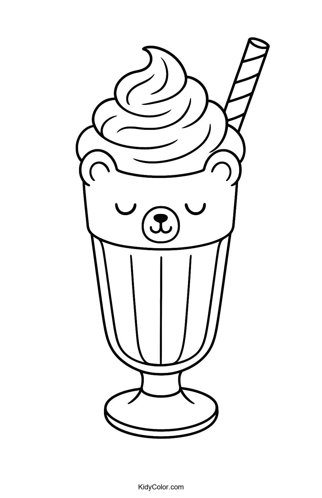 Milkshake with bear face coloring page