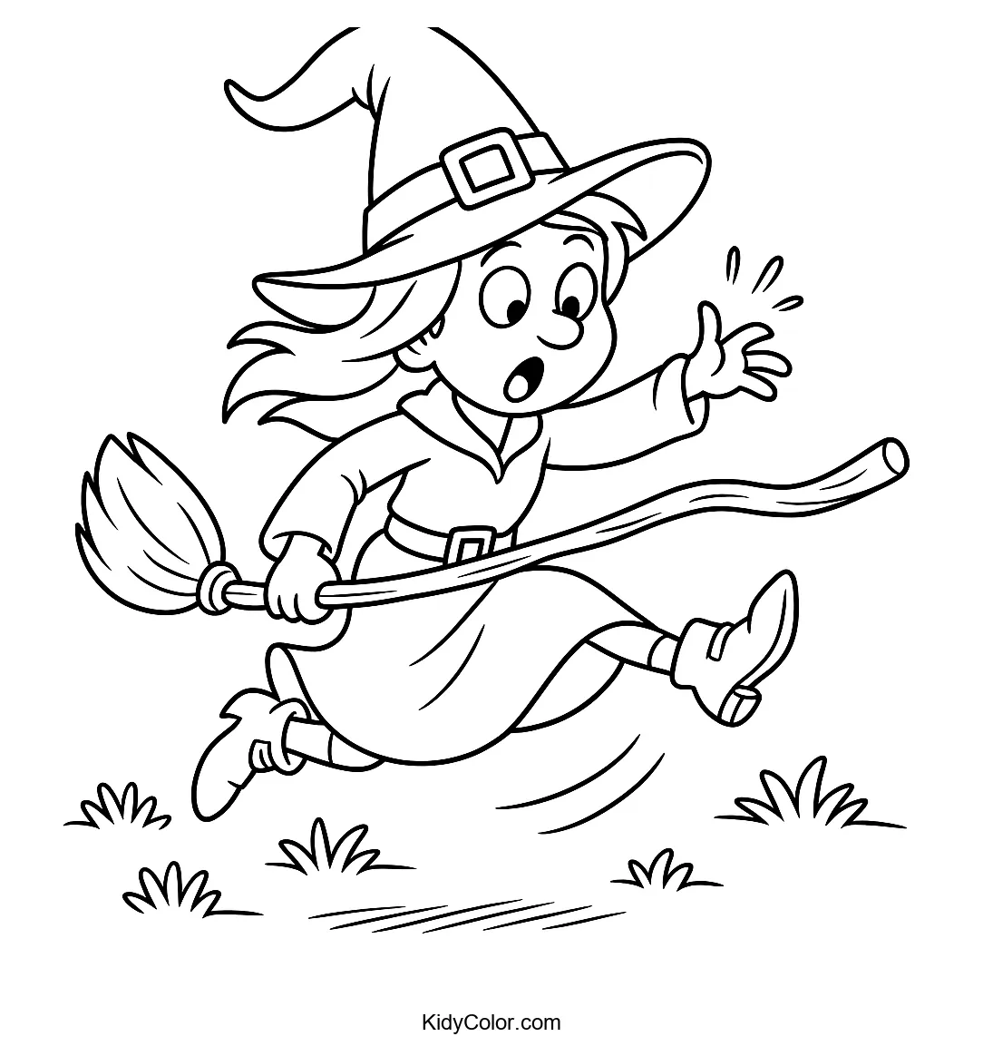 Witch tripping over her broomstick