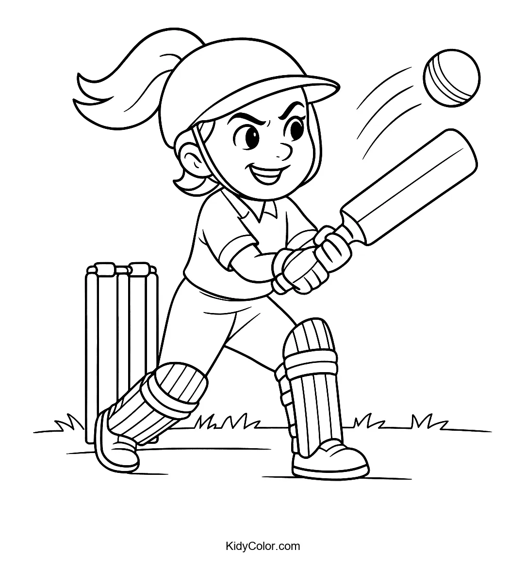 Young cricket player taking a swing