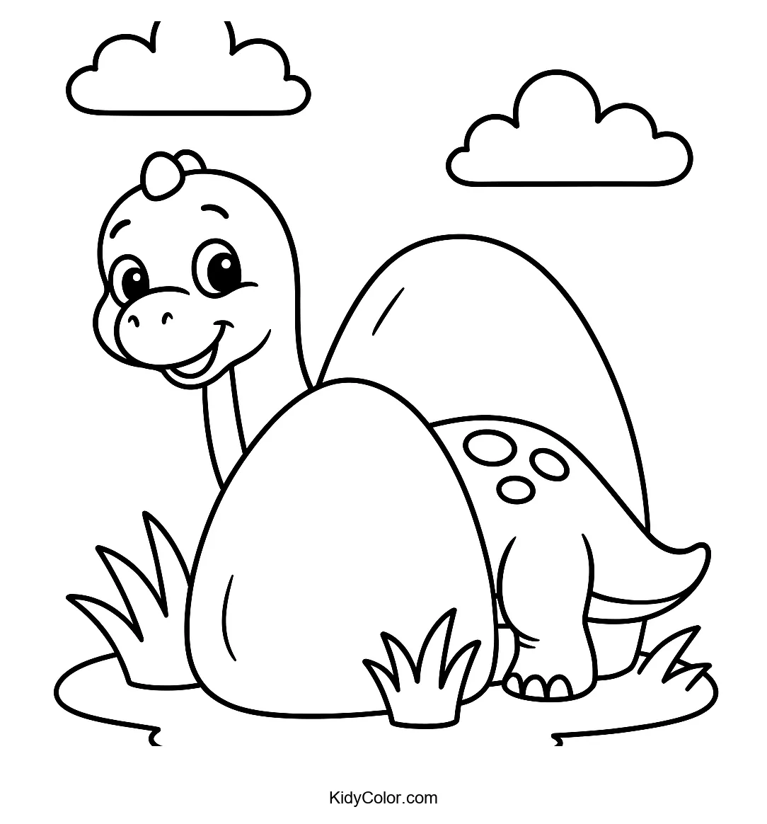 Baby brachiosaurus hides behind rocks