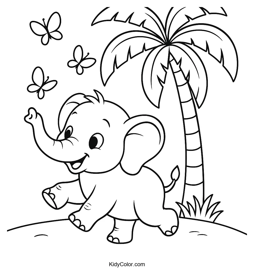 Baby elephant playing with butterflies