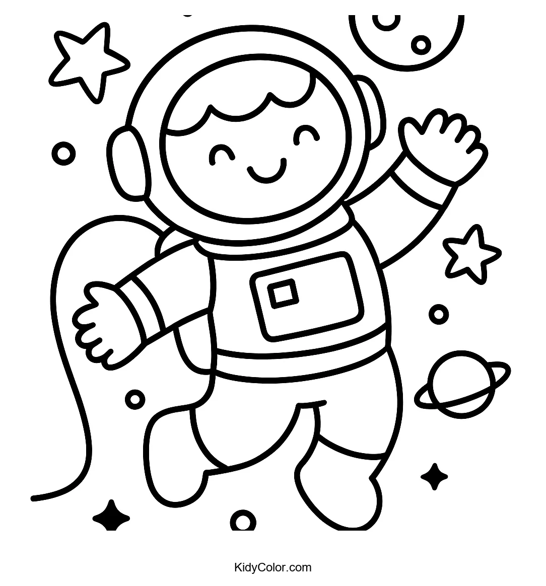 Astronaut in space for kids to color