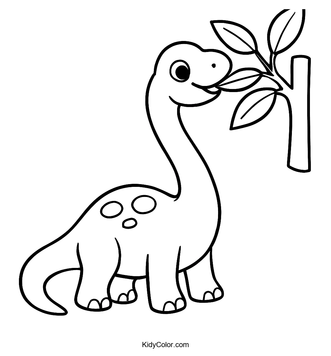 Cartoon Brachiosaurus reaching for leaves
