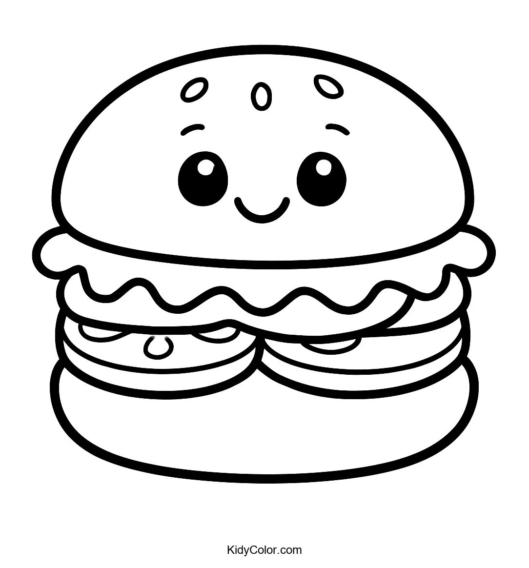 Cartoon burger with lettuce and tomato