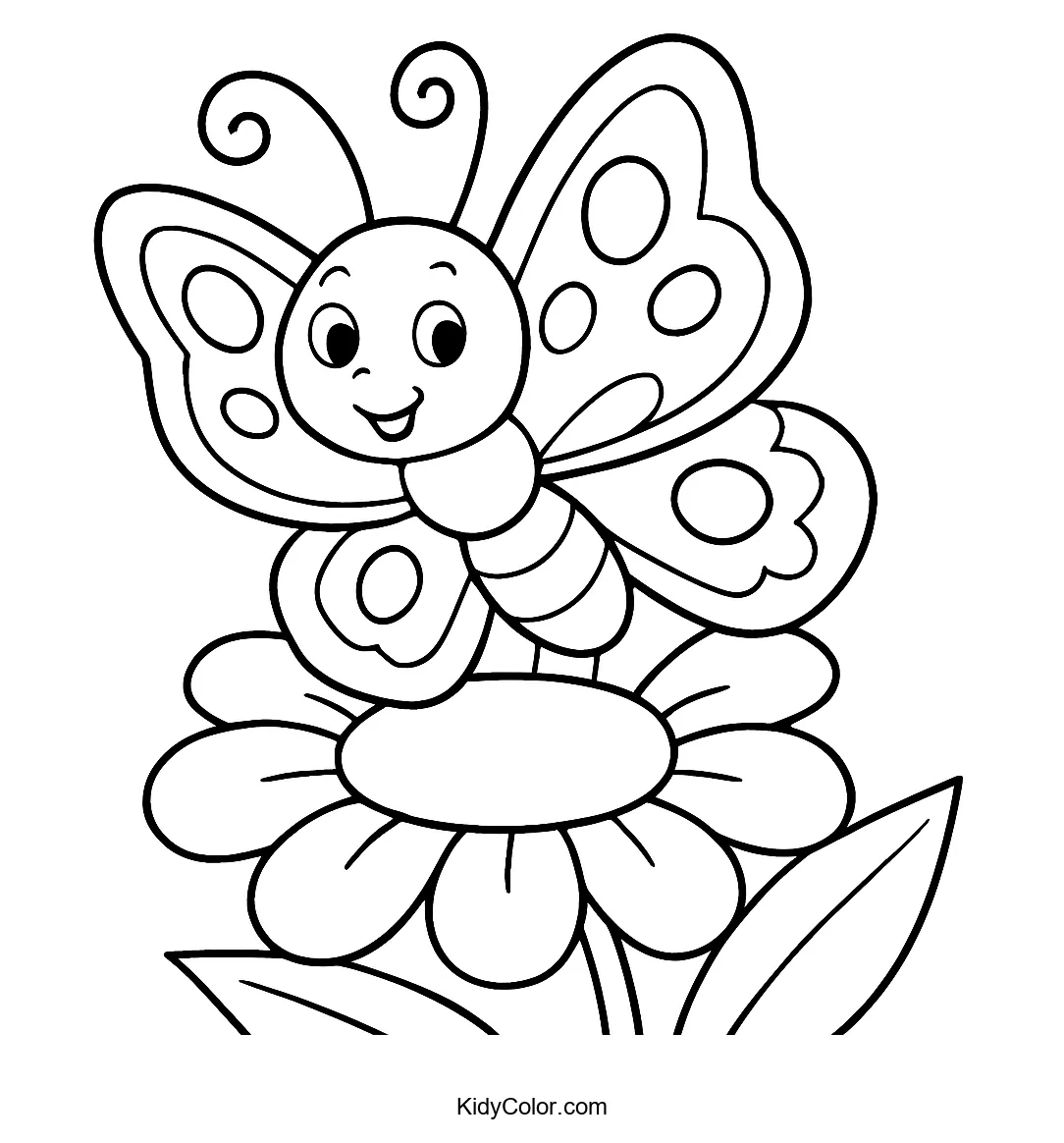Butterfly and flower coloring page