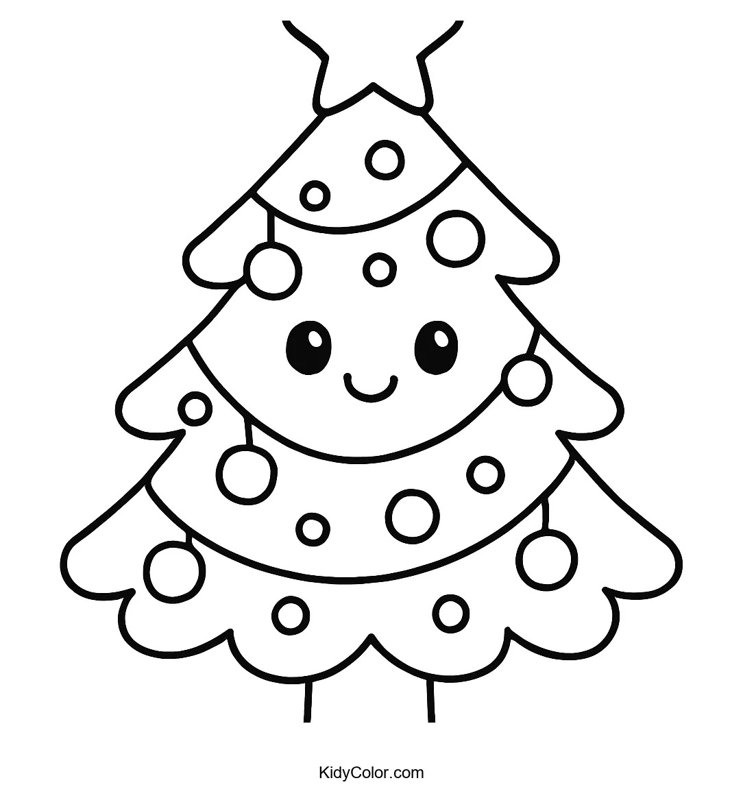 Cartoon Christmas tree with decorations