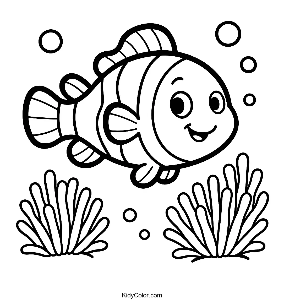 Clownfish swimming with sea anemones