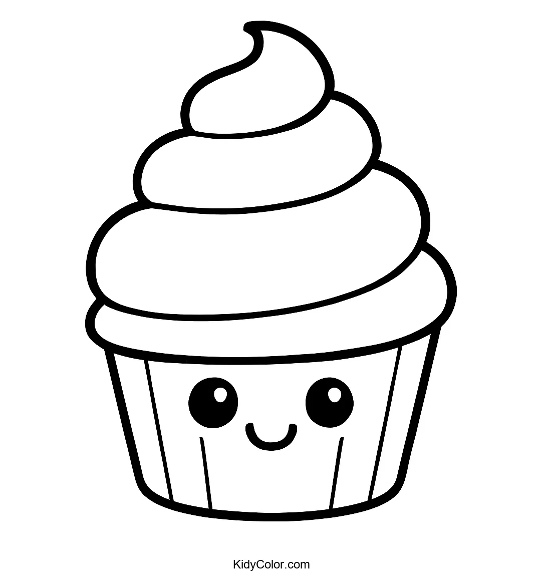 Cartoon cupcake with swirly frosting