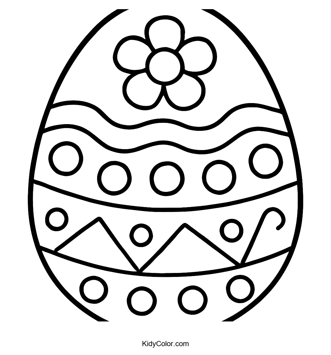 Cartoon decorated Easter egg for coloring