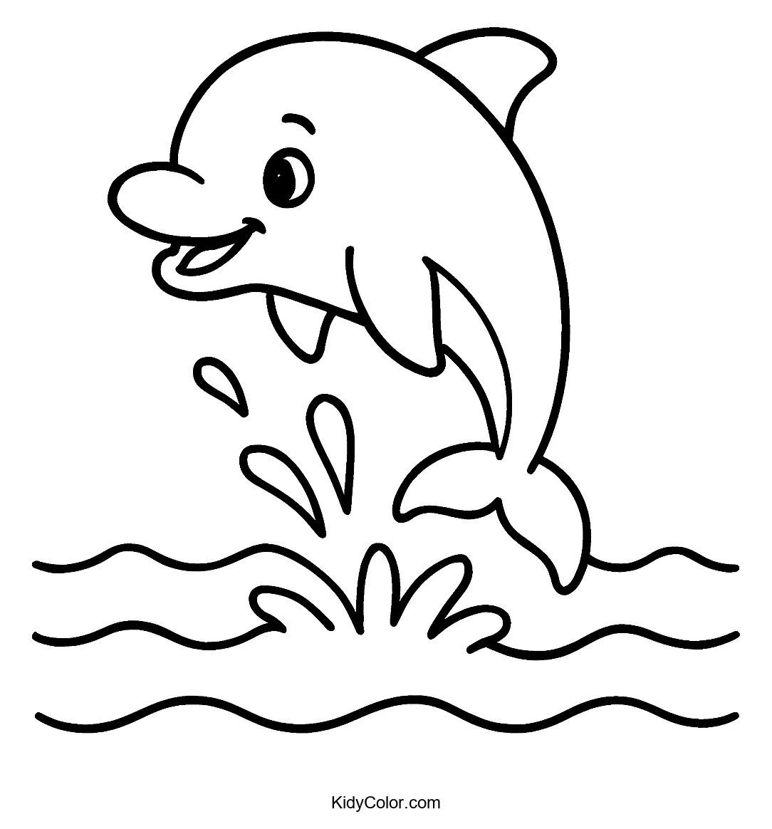 Cartoon dolphin jumping out of water