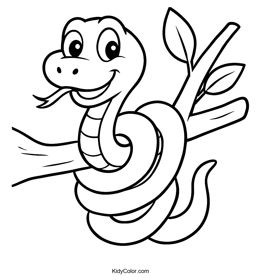 Cartoon snake on a branch