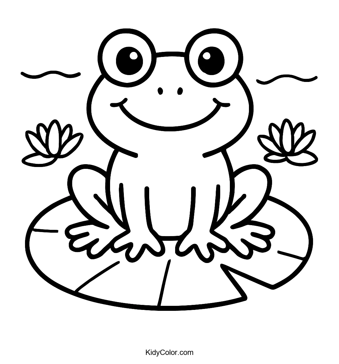 Cartoon frog on lily pad