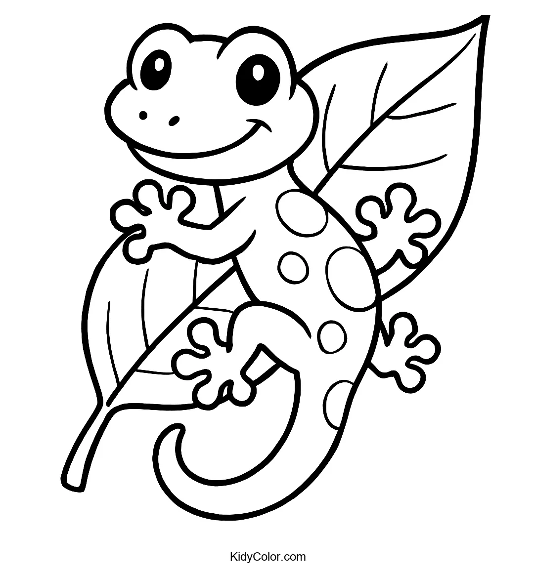 Gecko on a leaf coloring page