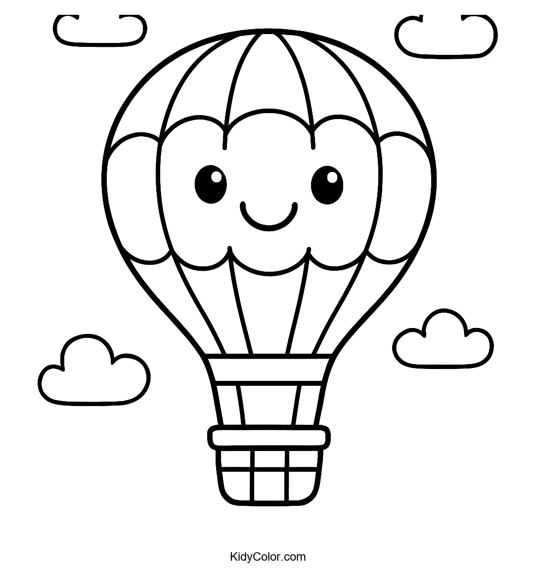 Cartoon hot air balloon in the sky