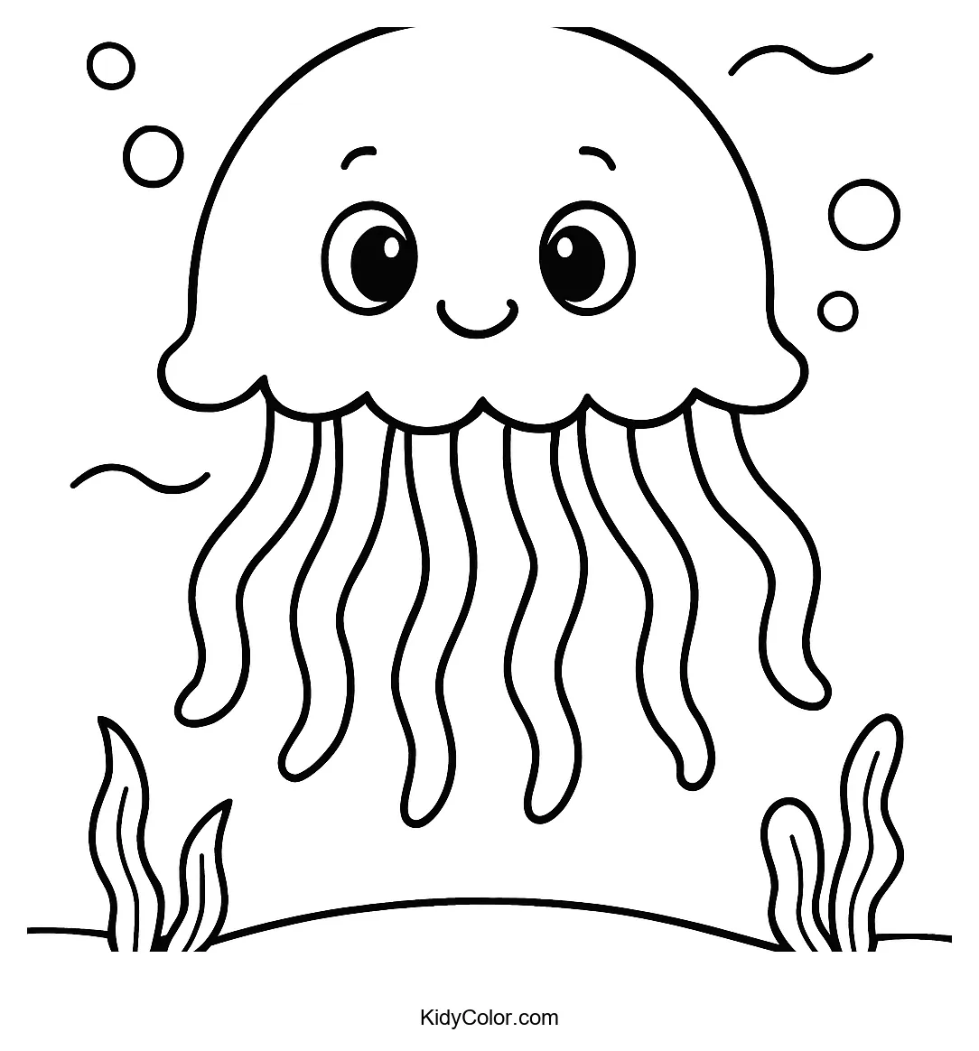Cartoon jellyfish drifting in the ocean