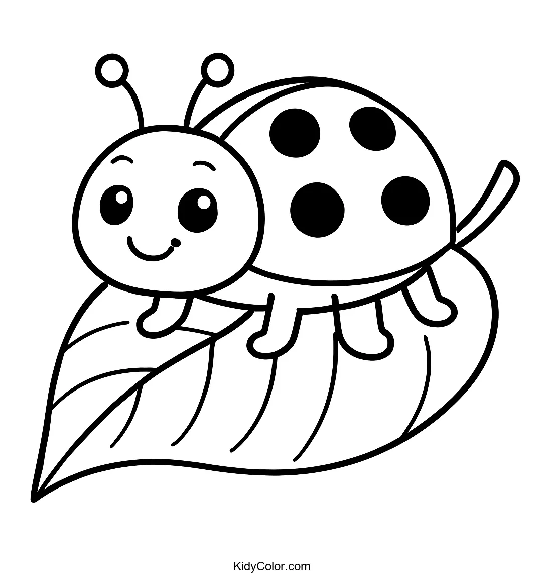 Cartoon ladybird resting on a leaf