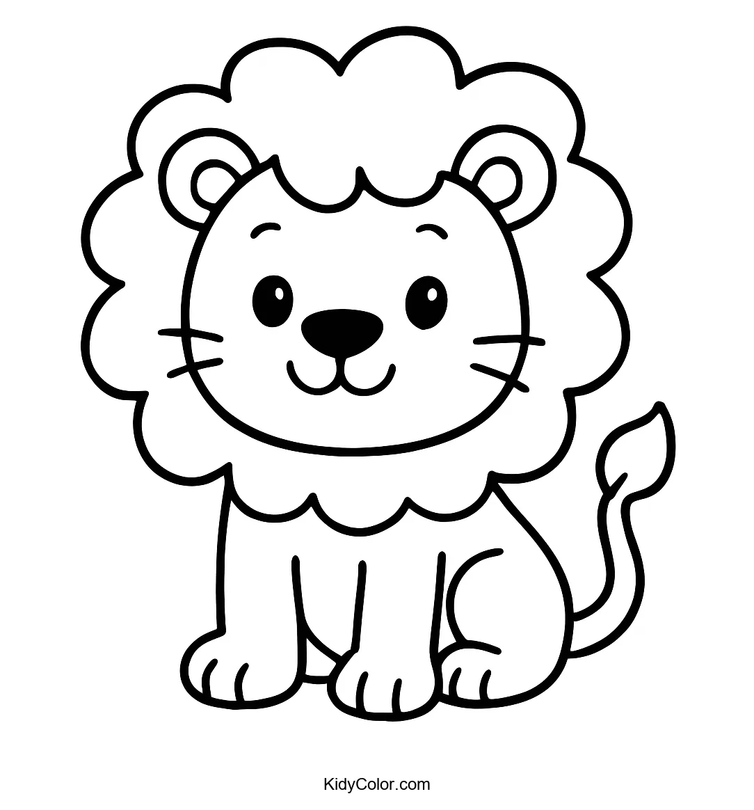 Cartoon lion with fluffy mane