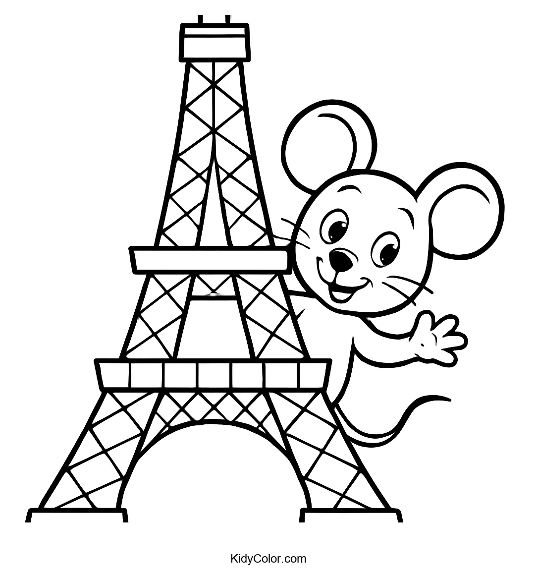 Mouse peeking behind Eiffel Tower