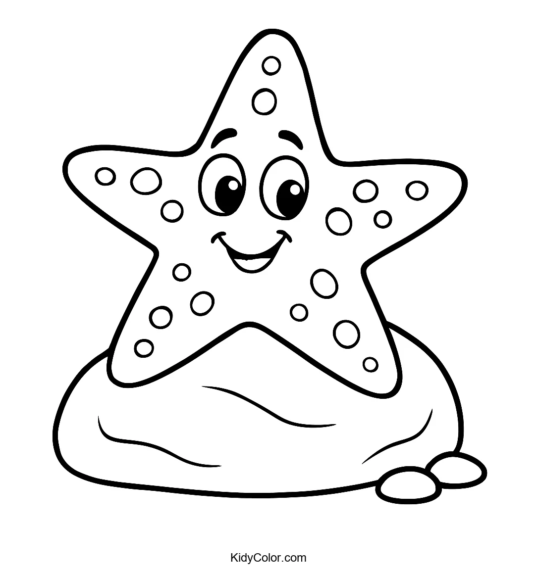 Cartoon starfish on a rock