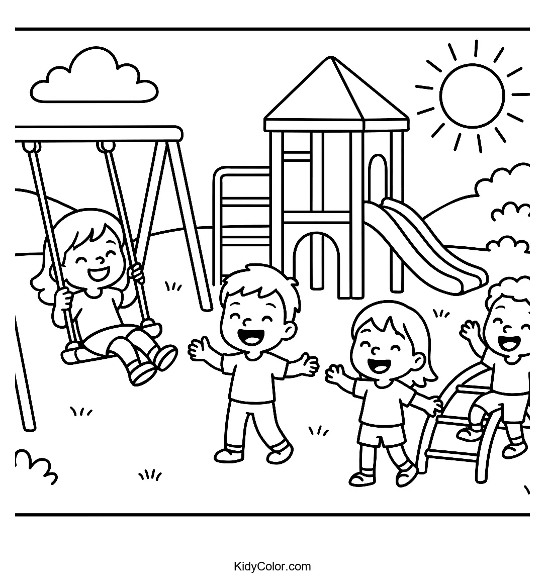 Playground with swings and climbing equipment