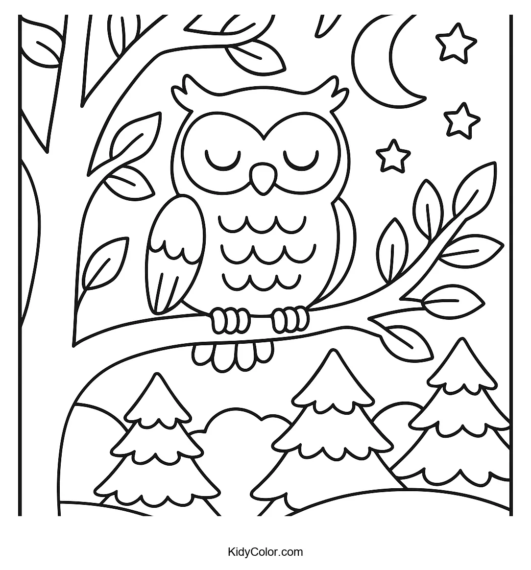 Wise old owl in a forest